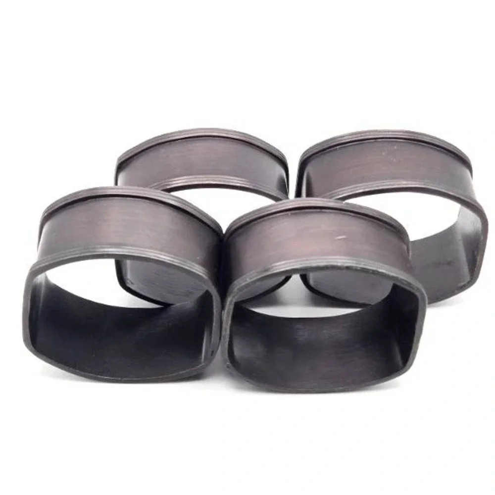 Set of 4 Napkin Rings Classic‎ Look Brushed Bronze/Copper Raised Rim Edges
